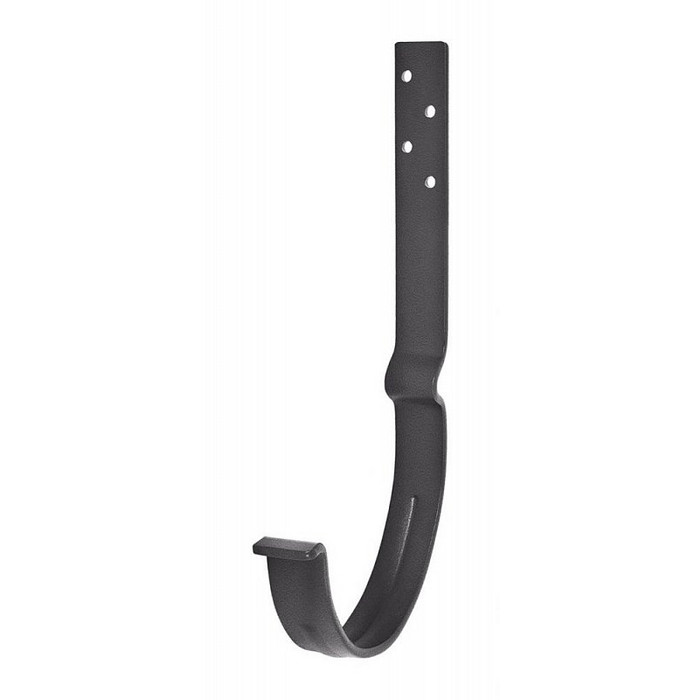 Крюк крепления желоба длинный с комплектом крепления, сталь, l-146, d-150 мм, темно-серый, Aquasystem